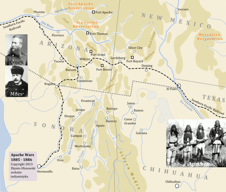 La guerra de Gerónimo en 1885 y 1886 
en Estados Unidos y México.
La última guerra indio en Estados Unidos.